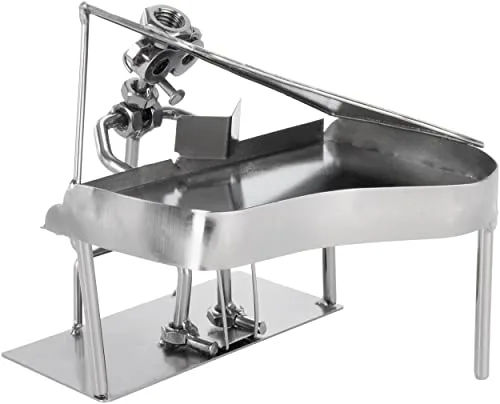 BRUBAKER Schraubenmännchen Pianist am Flügel - Handarbeit Eisenfigur Metallmännchen Klavierspieler - Metallfigur Piano Dekoration Geschenk für Musiker