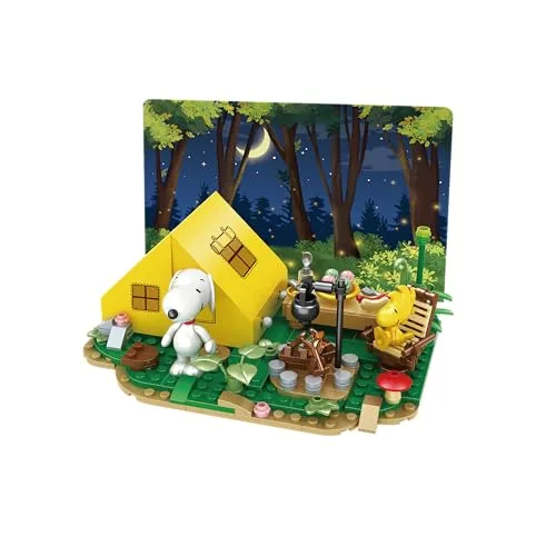BlueBrixx Pro 107369 – Pfadfinder Snoopy und Woodstock aus Klemmbausteinen mit 318 Bauelementen