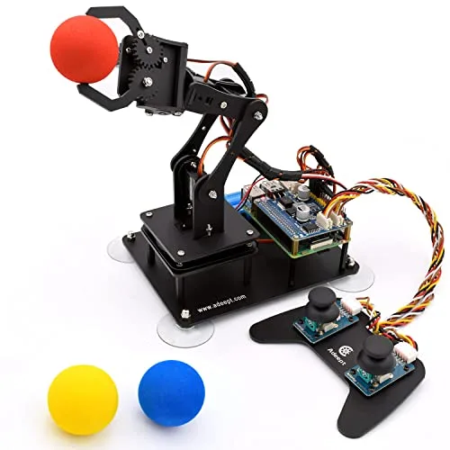 Adeept 5-DOF Roboterarm-Set für Raspberry Pi 4 B 3 B+ B A+, programmierbarer DIY-Codierungs-STM, pädagogischer 5-Achsen-Roboterarm mit Python-Code und Tutorials (PDF) (schwarz)
