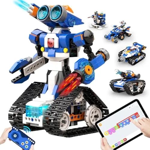 Apitor Robot J Programmierbarer Roboter für Kinder, 6-in-1 Kreativer Roboter Bausatz, App-Ferngesteuerter Kinder Spielzeug, pädagogisches Programmiergeschenk für Jungen ab 7-12 Jahren (480 Stück)