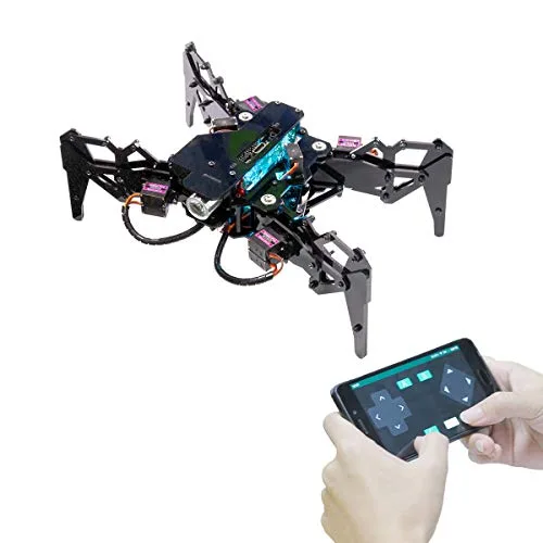 Adeept Spider Robot Quadruped Robot Kit für Raspberry Pi 4/3 Modell B+/B STEM-Kriechroboter OpenCV Tracking Selbststabilisierung mit MPU6050 Gyro Sensor Darkpaw Bionic Raspberry Pi Robot & PDF