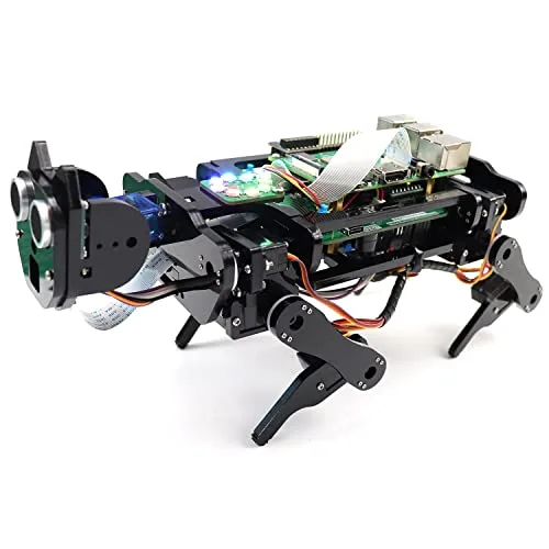 FREENOVE Robot Dog Kit for Raspberry Pi 5 4 B 3 B+ B A+, Walking, Self Balancing, Face Recognition, Ball Tracing, Ultrasonic Ranging, App Control, Camera, Servo (Raspberry Pi NOT Included)