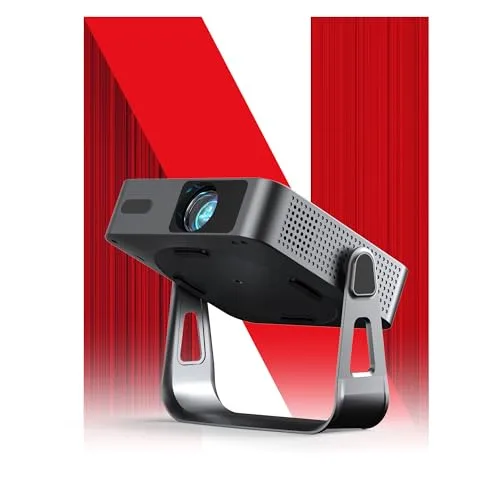Smart Beamer Netflix Offiziell Mini Projektor 4K mit Autofokus ＆ Trapezkorrektur, VOPLLS 700ANSI 1080P Full HD WiFi6 Bluetooth Beamer Klein Heimkino/Outdoor 360° Drehbar Projector für Handy (Schwarz)
