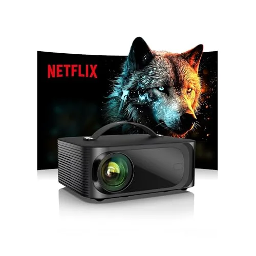 Beamer-4K Passend für Netflix Dolby Audio ONOAYO 1500ANSI HDR10+ HDMI eARC Smart Beamer Heimkino, 1080P Full HD KI-Autofokus WiFi 6 Bluetooth 5.3 Tragbarer Mini Outdoor Projektor ​​​​Kino Überall