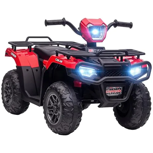 HOMCOM Kinder Quad Elektro 12V Kinderquad mit Vorwärts-, Rückwärtsfunktion, Musik, MP3, LED-Scheinwerfer Elektro-Quad für Kinder 3-5 Jahre Rot