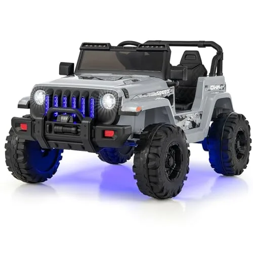 COSTWAY Elektroauto für Kinder, 12V Kinderauto Elektro mit 2,4G-Fernbedienung & MP3 & Musik & Hupe & Scheinwerfer, 2,6-6 km/h, Elektro Auto für Kinder ab 3 Jahren (Grau)