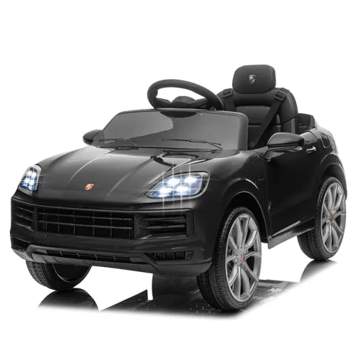LALAHO Kinder Elektroauto 12V Kinderauto Elektrisch 2,4G-Fernbedienung, Elektrofahrzeuge 2-türig mit MP3, Musik, Hupe, LED-Leuchten (schwarz)