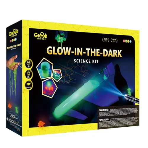 Greek Science 75+ Experimente für Kinder, Glühen im Dunkeln Experimentierkasten mit leuchtenden Reagenzglas, leuchtende Wellen, Bouncy Balls, Weihnachten Geburtstag Geschenk für Mädchen und Jungen