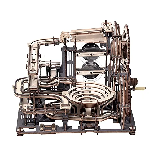 ROKR Kugelbahn Bausatz Murmeln holzbausatz 3D Holzpuzzle für Kinder und Erwachsene mit 10 Stahlkugeln, Marble Night City