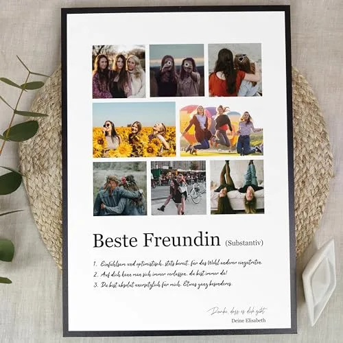 Personalised Fotogeschenk auf Holz - Weihnachten Geschenk für die Beste Freundin - 8 Bilder