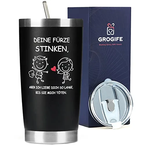 Grogife Geschenke Weihnachten für Ihn, Valentinstag Lustige Geschenk für Männer, Valentines, Jahrestag, Hochzeitsgeschenke für Partner, Lieblingsmensch, Ehemann, Him, Kaffeebecher to go Becher 600ml