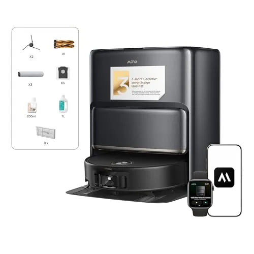 Mova Z60 Ultra Roller Complete Saugroboter mit Wischfunktion 28.000 Pa, LiftPro-Gehäuse, 8 cm Hindernisse, DToF+Dual Laser+RGB/LED-Hindernisvermeidung, AutoShield für Teppich, MaxiReach Mopp & Bürste