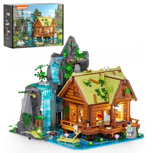 Lumibricks Wasserfall-Kabinen-Beleuchtungsbausteine-Set, 2539-teilig, Retro-Wasserfall-Haus-Kollektion, LED-Licht-Set für Erwachsene und Retro-Hausarchitektur, Bausammler