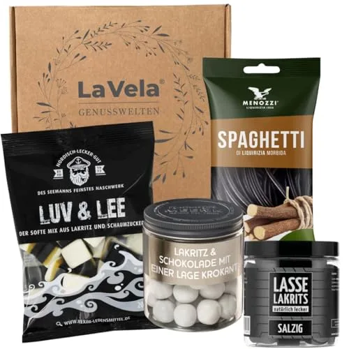 La Vela Genusswelten Lakritz Geschenkset, Lakritz-Spezialitäten, 4 Sorten, 605 g, Probierset