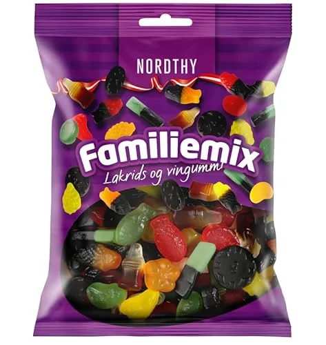 Nordthy Lakritze & Weingummi Mix – 800 g Familienmix Großpackung – Bunte Mischung aus Lakritz & Fruchtgummi – Skandinavische Süßigkeit – Inkl. Naschwerk® Sticker