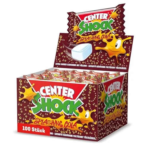 Center Shock Splashing Cola, Box mit 100 Kaugummis, extra-sauer mit Cola-Geschmack, geeignet für Geburtstag, Pinata, Party, Candy-Bar, Weihnachten und Halloween, 400g