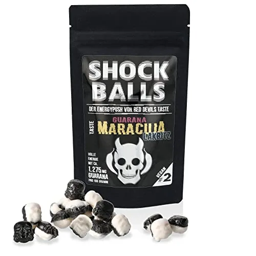 Shockballs MARACUJA LAKRITZ mit 1275 mg Guarana/Koffeein der ENERGYPUSH