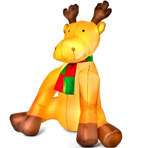 MONZANA® Aufblasbares Rentier 180cm LED Beleuchtet Befestigungsmaterial IP44 Außen Witterungsbeständig Weihnachtsdeko Weihnachtsfigur Christmas