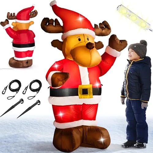 MONZANA® Aufblasbares Rentier 135cm LED Beleuchtet Befestigungsmaterial IP44 Außen Witterungsbeständig Weihnachtsdeko Weihnachtsfigur Christmas