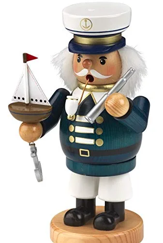 SEEAS Räucherfigur KAPITÄN - XL 22cm ! - stilecht mit Boot Anker Fernrohr Pfeife und Kapitänsmütze