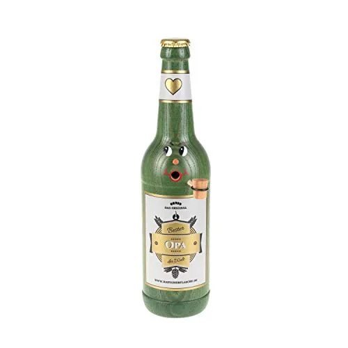 Colours-Manufaktur Räucherflasche - Räucherfigur Räuchermännchen Räuchergefäß Bier Sekt Bierflasche Jubiläum Vatertag Muttertag (Longneck 0,5 - Bester Opa, grün)