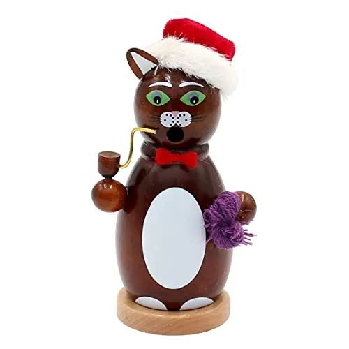 Holz-Räucherfigur Katze, in Dunkelbraun, ca. 13 cm