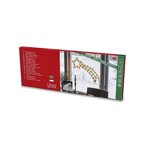 Konstsmide LED Fenstersilhouette, Komet, 35 warm weiße Dioden, 230V, Innen, weißes Kabel - 2160-010