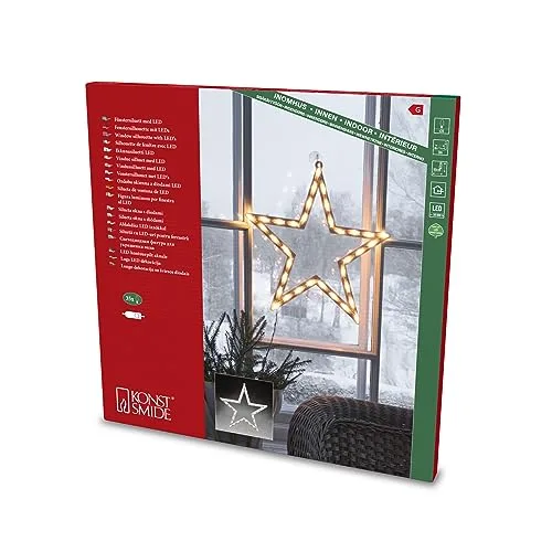 Konstsmide LED Fenstersilhouette, Stern, 35 warm weiße Dioden, 230V, Innen, weißes Kabel - 2164-010