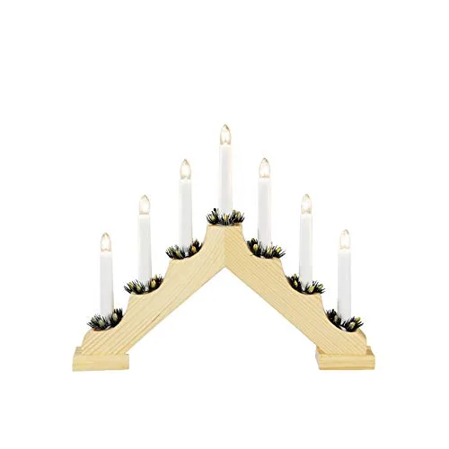 Konstsmide Holzleuchter, Natur, 7 klare Birnen, 230V, Innen, weißes Kabel - 2262-100