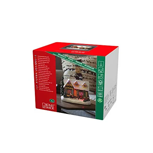 Konstsmide Fiberoptikhaus, Trafo- und batteriebetrieben, Multi, 4.5V Innentrafo/batteriebetrieben, Innen, 4 MulticolourDioden, schwarzes Kabel - 4224-000