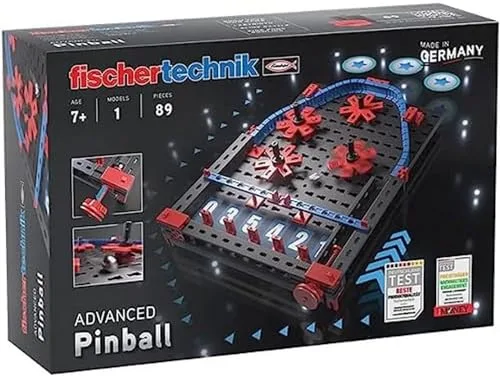fischertechnik 569015 Advanced Pinball - Baukasten für Kinder ab 7 Jahre, Konstruktionsspielzeug, Mini Spiele mit Flipper Spiel, Schwarz
