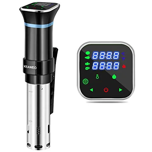 KEAWEO Sous Vide, 1100W Sous-Vide Garer Stick Präzisionskocher Immersion Tauchzikulator Präzisionskochtopf, 25℃-95℃ Temperaturbereich (±0,1 °C) Digital Timer, LCD Touch-Display, Ultraleise, Edelstahl