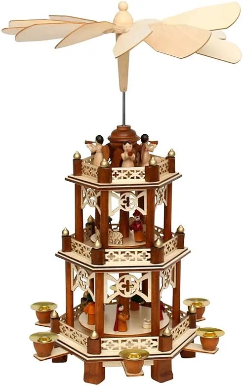 ***Holzpyramide in Natur/braun mit 3 Etagen, L/B/H ca. 19 x 16,5 x 43 cm