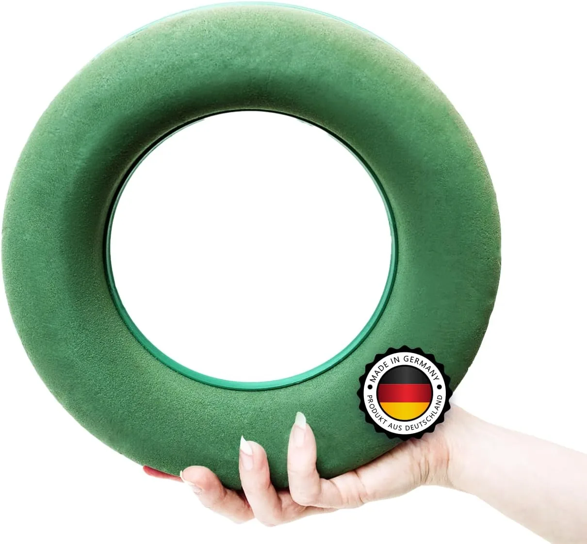 Blumensteckschaum Ringe 1er Set 25 cm - Nasssteckschaum Set Steckmoos, Steckmasse, Adventskranz für Blumengestecke, Steckschwamm zum Basteln für Feiern, Hochzeit, Geschenke, DEUTSCHE HERSTELLUNG Kreis