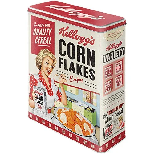 Nostalgic-Art Retro Vorratsdose XL, 4 l, Kellogg's – Corn Flakes Quality Cereal – Geschenk-Idee für die Küche, Aufbewahrungsbox für Cornflakes, Vintage Design