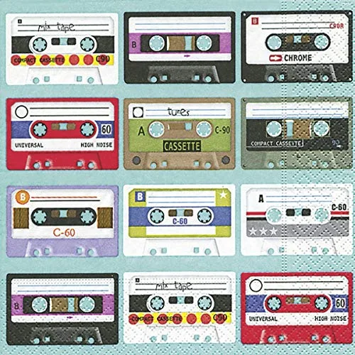 20 Servietten Music is in the Air - Kassettensammlung/Musik/Retro 33x33cm