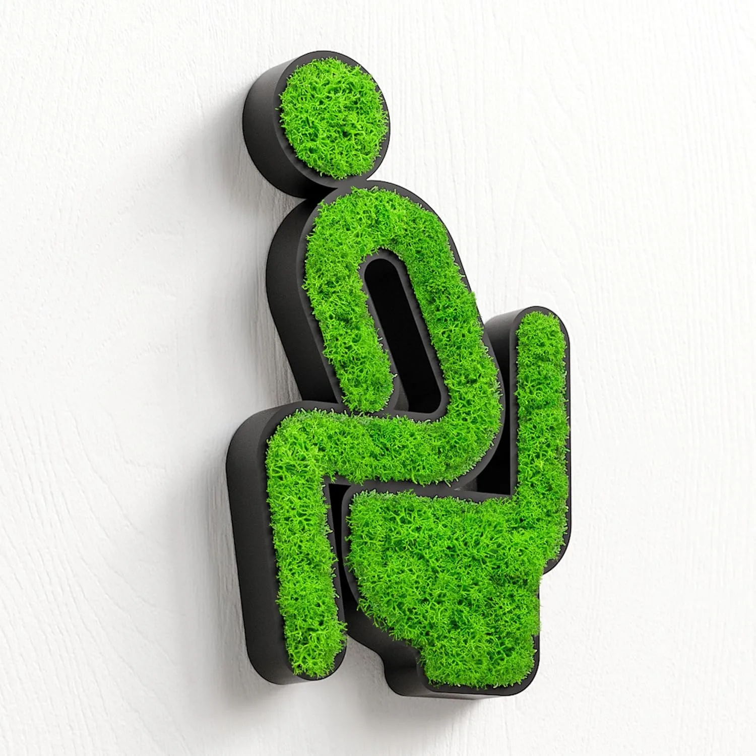 MOOSWERK Natürliches Moos Türschild Selbstklebend Gäste Schild | Moosbild Deko für WC Schwarz | Nachhaltige Wanddeko für Innen