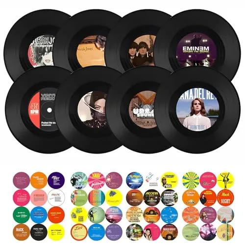 JAWAI Vinyl Schallplatte Retro, Schallplatten Dekoration Wand, 8-Teiliges Set Zufälliger Stil, Rollmusik Partydekoration Schallplatte, Für Dekoration von Bars, Café, Cafeteria, Party, Zuhause