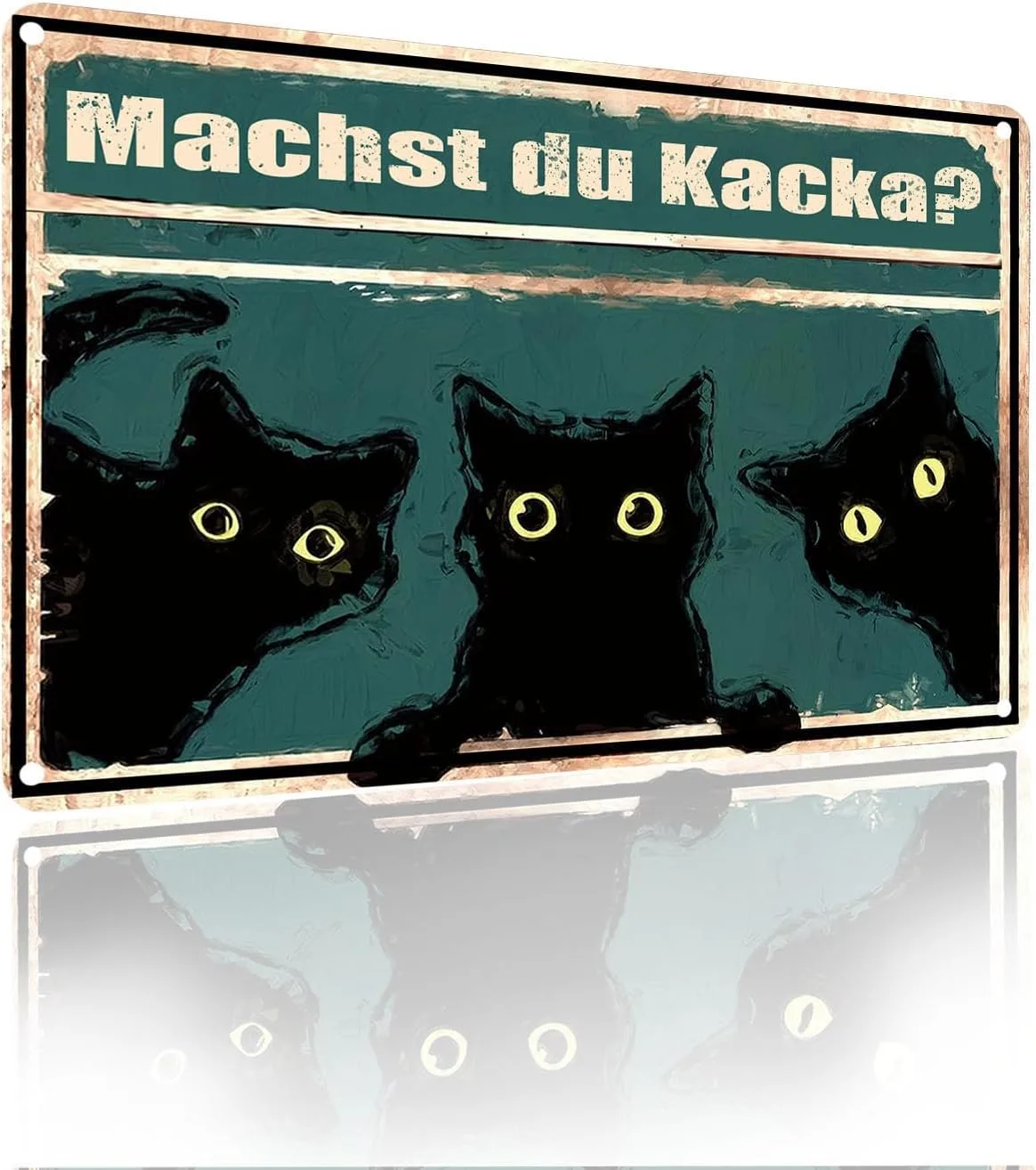 "Machst Du Kacka?" Schwarze Katze Spaß Vintage Metall Badezimmer, Toilette Wanddekoration Wohnzimmer Poster Dekoration 20x30cm (2352)