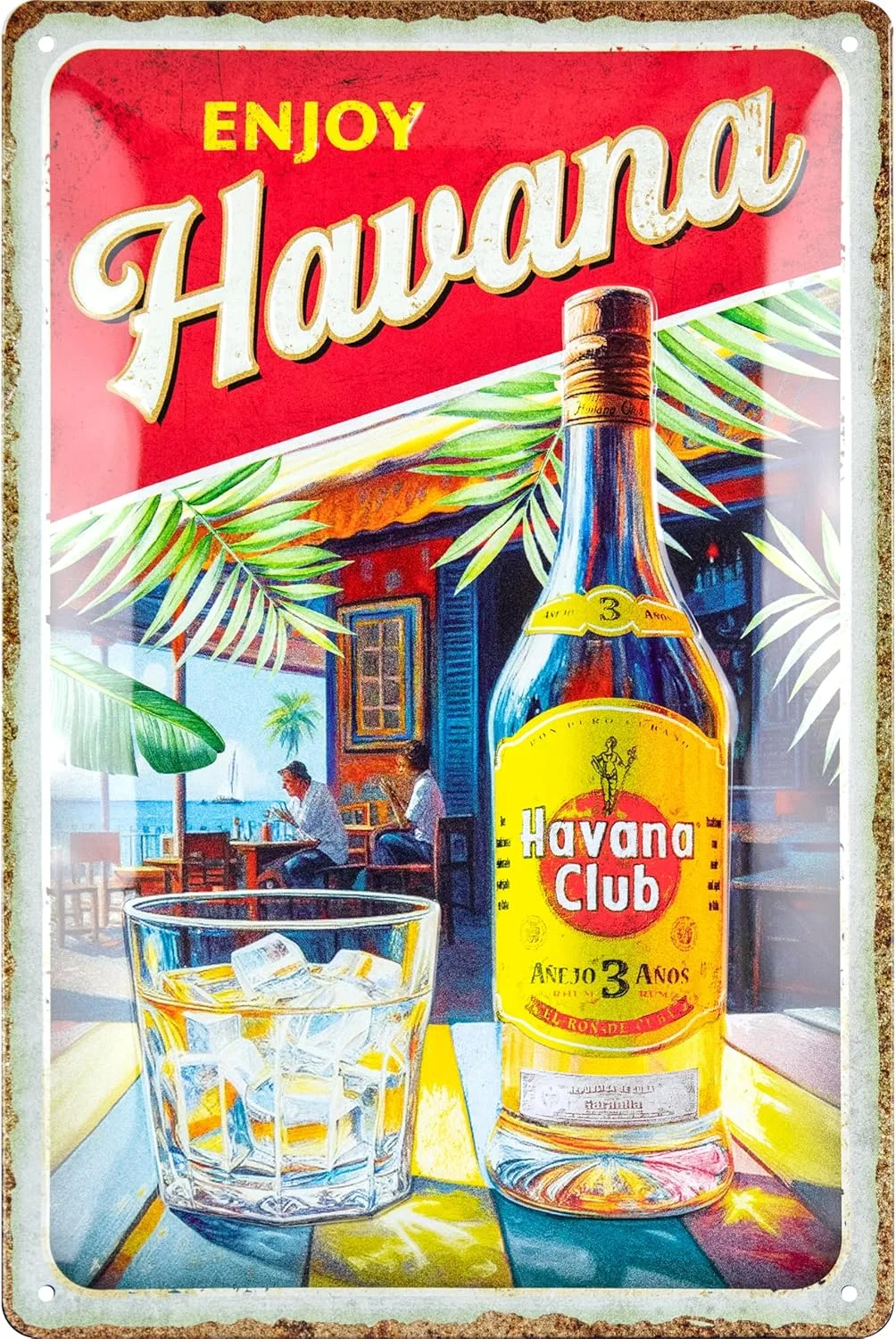 BC® Blechschild Retro 20 x 30 cm, Enjoy Havana, Vintage Deko aus Metall, Design als Geschenkidee für Havanna Fans
