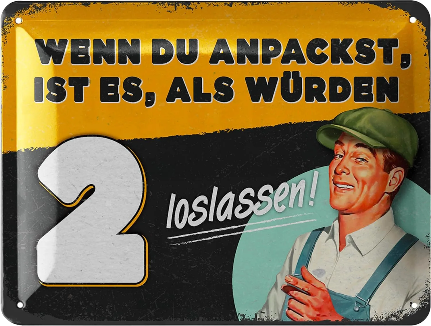 LANOLU Retro Blechschild Werkstatt, vintage Metallschilder mit Sprüchen, lustiges Werkstatt Schild für Papa zum Vatertag, Retro Deko, lustige Wandbilder mit Sprüchen 15x20cm