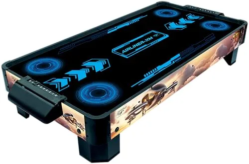 Carromco Airhockey Airliner-XM – Airhockey Tischspiel mit Gebläse & Motor für 2 Spieler ab 6 Jahren – Air Hockey Table Auflage inkl. 4 Pusher & 4 Pucks – 51 x 102 x 20,5 cm