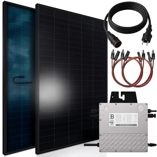SUNNIVA 920W Balkonkraftwerk BIFAZIAL FULLBLACK komplett Steckdose Beny 800W Wechselrichter, PV Solaranlage, 2x 460W Glas-Glas Solarmodule, inkl. 5m Kabel, Komplettset Photovoltaikanlage