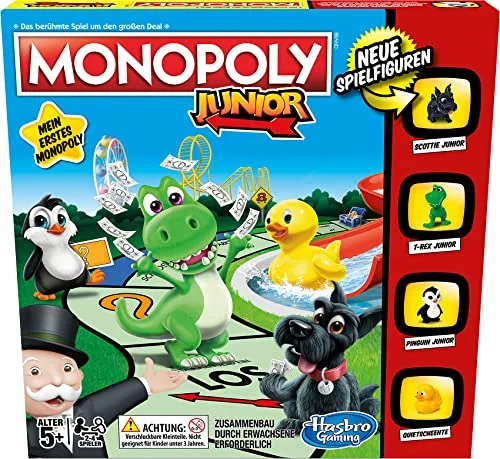 Monopoly Junior, für Kinder ab 5 Jahren, mit fröhlichen Charakteren, einfach verständlch und dennoch spannend, für Kinder und Erwachsene