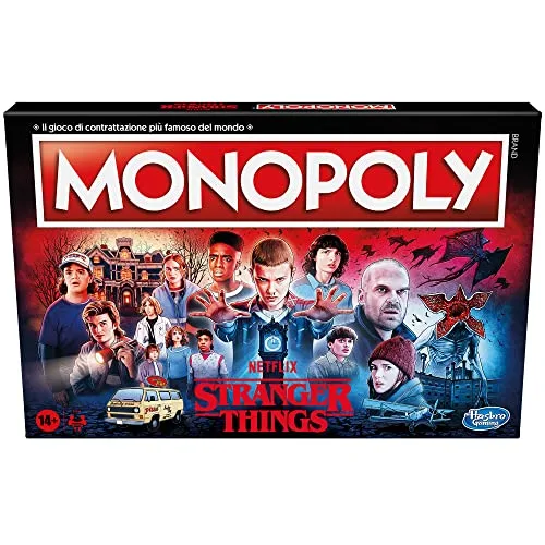 Hasbro Gaming Monopoly Stranger Things Brettspiel für Erwachsene und Jugendliche , 6 Spieler , ab 14 Jahren, Mehrfarbig, 41 x 400 x 267 mm || Italienisch Sprache