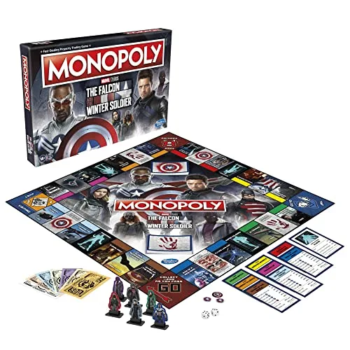 Monopoly: Marvel Studios The Falcon and The Winter Soldier Edition, Brettspiel für 2-6 Spieler, ab 14 Jahren, Mehrfarbig