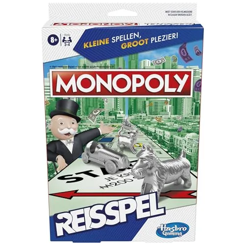 Monopoly Travel Edition, tragbares Spiel für 2-4 Spieler, Reisespiel für Kinder ab 8 Jahren (Niederländische Version)