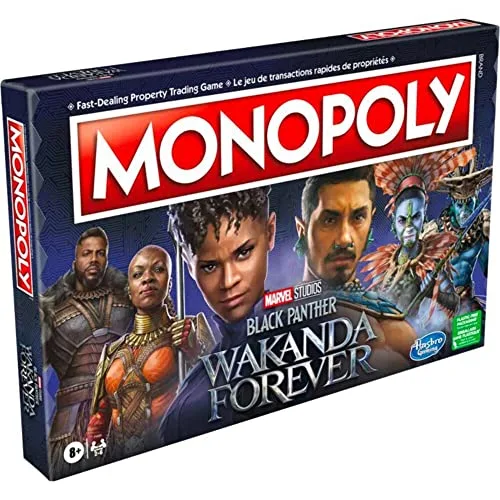 Monopoly: Marvel Studios' Black Panther: Wakanda Forever Edition Brettspiel für Familien und Kinder ab 8 Jahren, Spiel für 2-6 Spieler