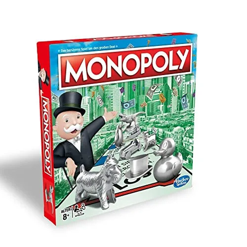 Monopoly Classic, Gesellschaftsspiel für Erwachsene & Kinder, Familienspiel, der Klassiker der Brettspiele, Gemeinschaftsspiel für 2-6 Personen, ab 8 Jahren (Verpackung kann variieren)