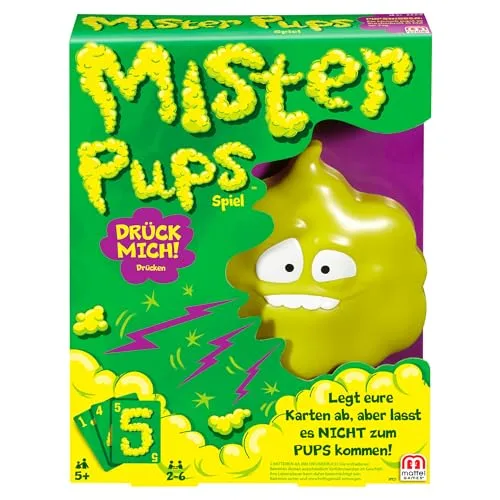 Mattel Games Mister Pups, lustiges Kartenspiel für Kinder und die Familie, Reisespiel, für 2-6 Spieler, ab 5 Jahren, DPX25